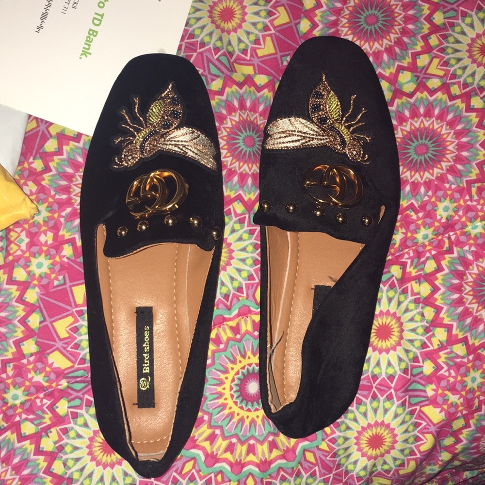 GG black suede shoes